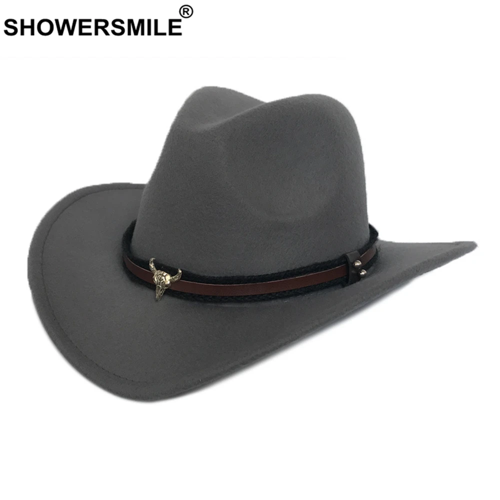 Ковбойская шляпа SHOWERSMILE в стиле вестерн для мужчин и женщин, элегантная винтажная шапка джентльмена и джаза из коровьей кожи, в стиле джаз, О...