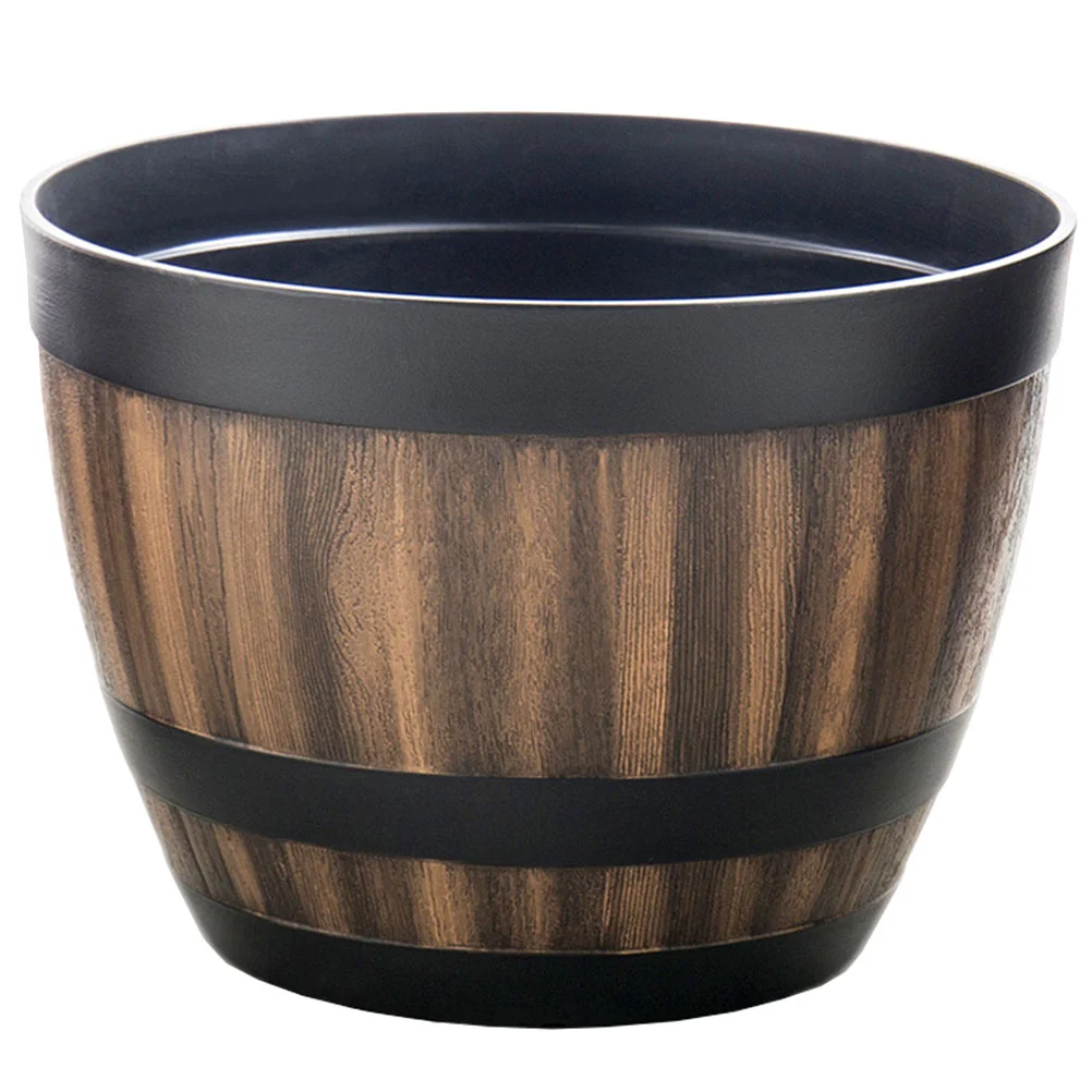 

Flowerpot Imitated Wood Planter Faux Cactus Imitation Garden Artificial Indoor Plants Wooden Bucket Planting Barrel