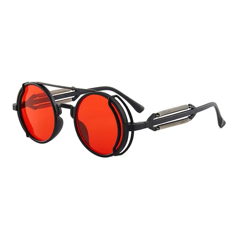 Солнцезащитные очки унисекс, круглые солнечные очки в металлической оправе, с черными линзами, в стиле ретро, стимпанк, для верховой езды, бега, спорта