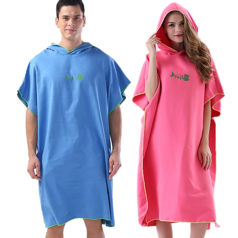 

New Quick Drying Changing Robe Bath Towel Outdoor Adult Hooded Beach Towel Poncho Women Men Bathrobe Towels Swimsuit Cloak