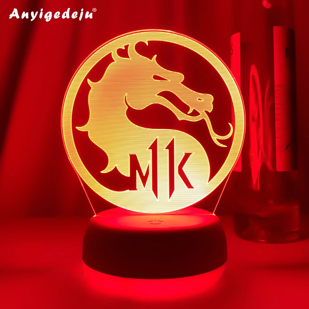 

Game Mortal Kombat 11 Logo Night Light Led Touch Sensor Color Changing Nightlight for Kids Child Bedroom Decor Gift Table Lamp