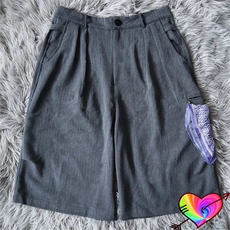 

Streetwear Grey Kapital Suit Shorts 2022 Men Women 1:1 Quality Patch Cloth Kapital Shorts Multi Pocket Breeches
