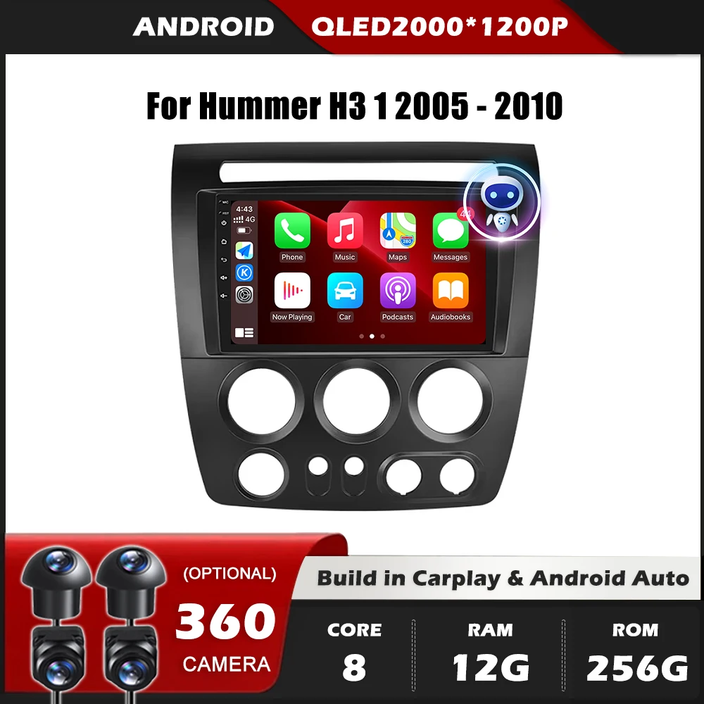 BT Wi-Fi автомобильный радиоприемник для Hummer H3 1 2005-2010 навигация GPS Android Auto Carplay экран