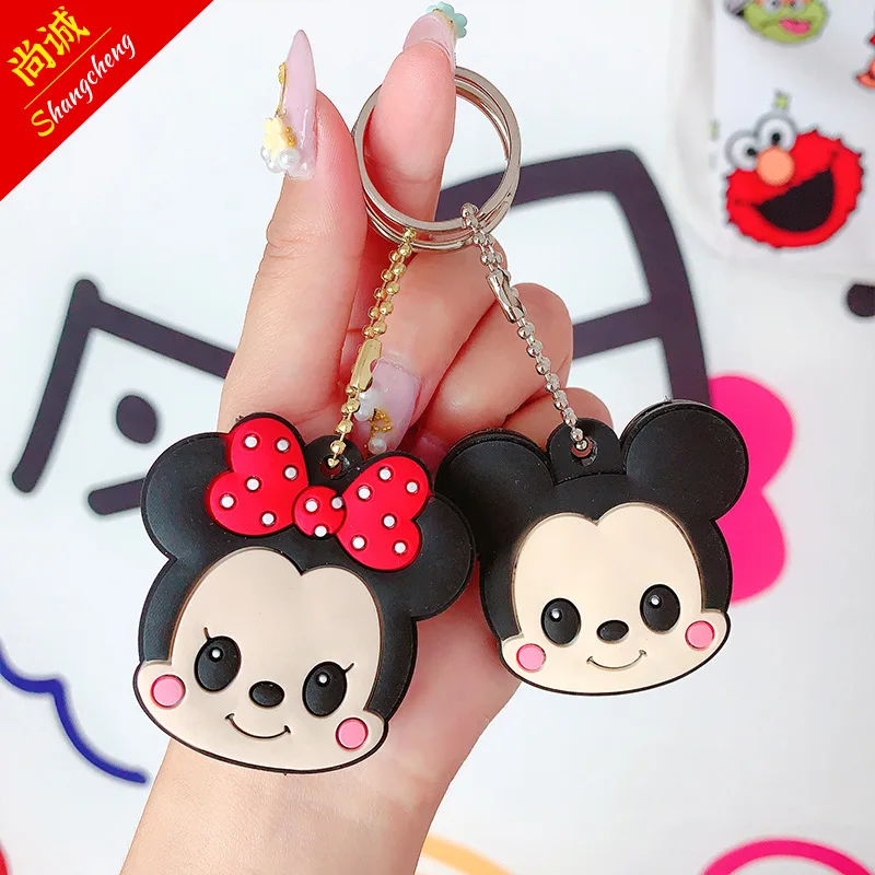 

New Disney Cartoon Mickey Silicone Large Key Sleeve Cute Access Control Key Protective Sleeve Keychain Anti-Lost Pendant