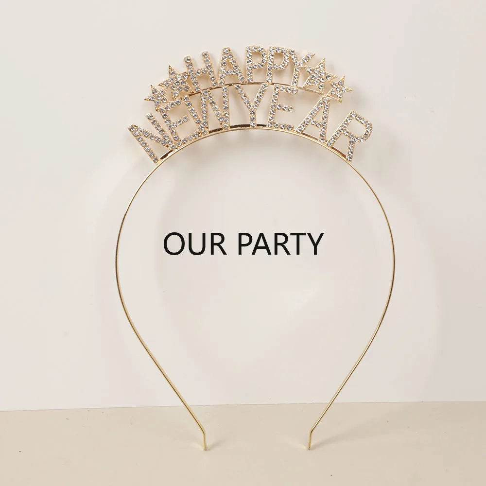 

Новогодний металлический обруч с кристаллами