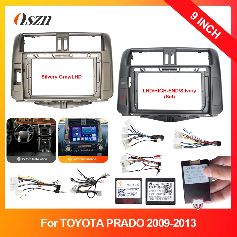 Для TOYOTA Prado LHD 2009-2013 9-дюймовый автомобильный DVD стерео радиорамка приборная панель