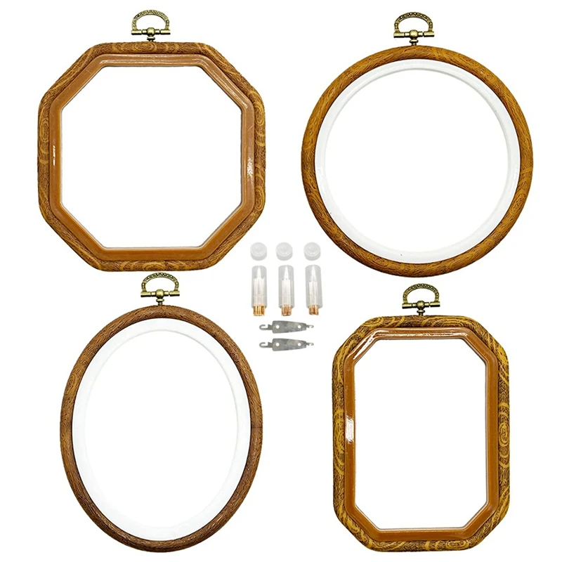 

Multiple Shapes Embroidery Hoop Set Plastic Circle Hoop Rings For DIY Craft Sewing