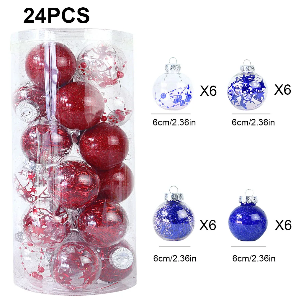 

24 Pieces Plastic Christmas Balls Decorative Baubles Wedding Holiday Rustic Farmhouse Bedroom Ornaments Champagne