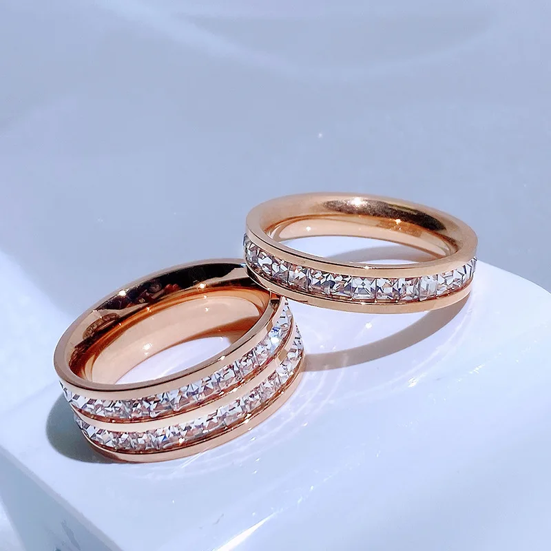 

Women's Ring Personalized Diamond Set Ring Women's Stainless Steel Ring Full Diamond Fashion Ring Minority Colorless StarJewelry
