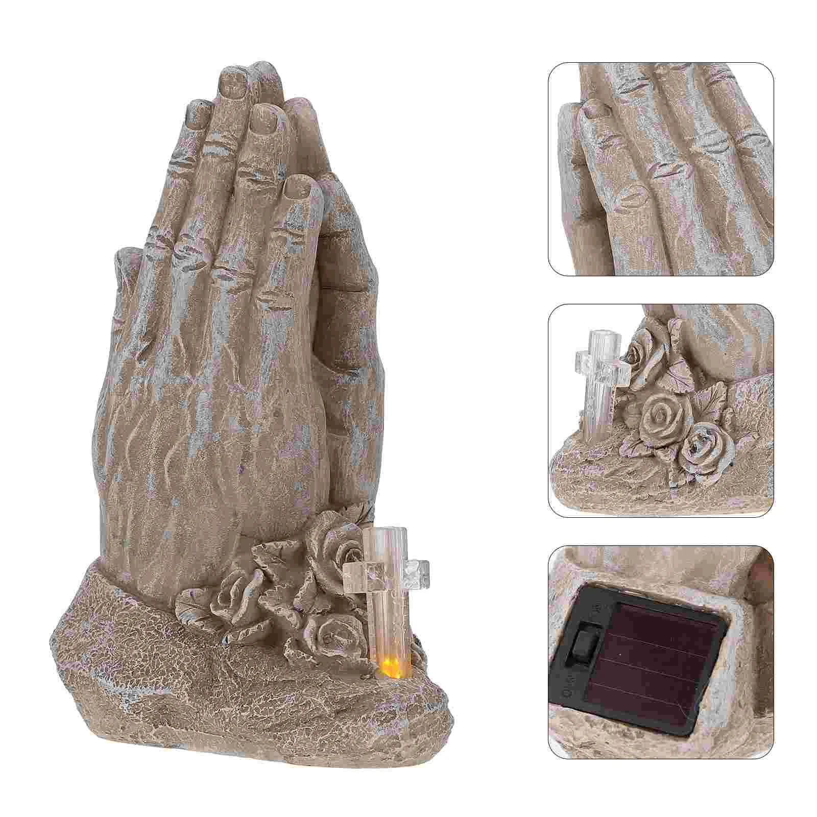 

1PC Solar Graveyard Lamp Decoration Cemetery Prayer Gesture Decor Lamp for Cemetery Friend