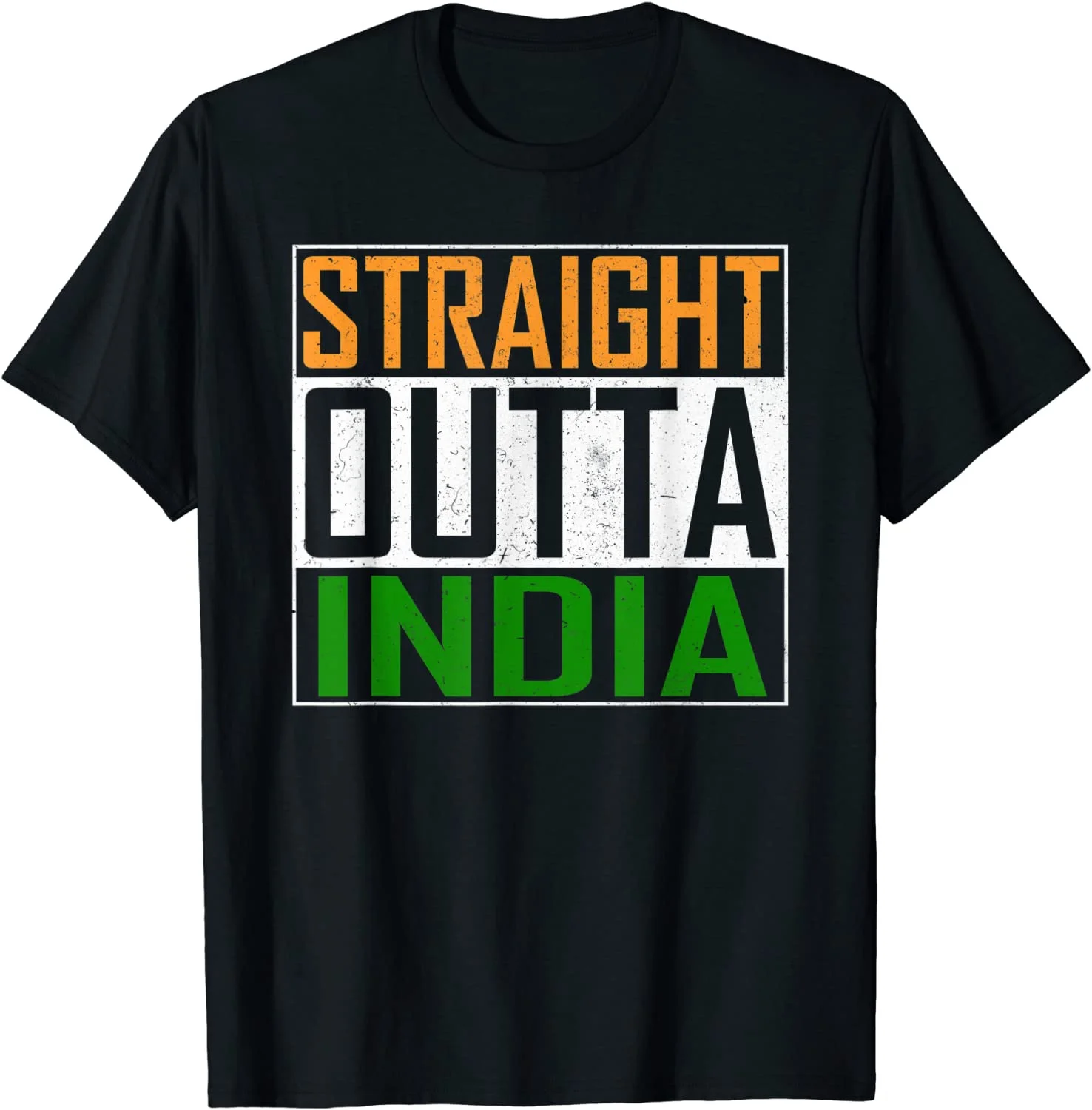 

Straight Outta India T-shirt Cool Indian Flag Vintage Tee