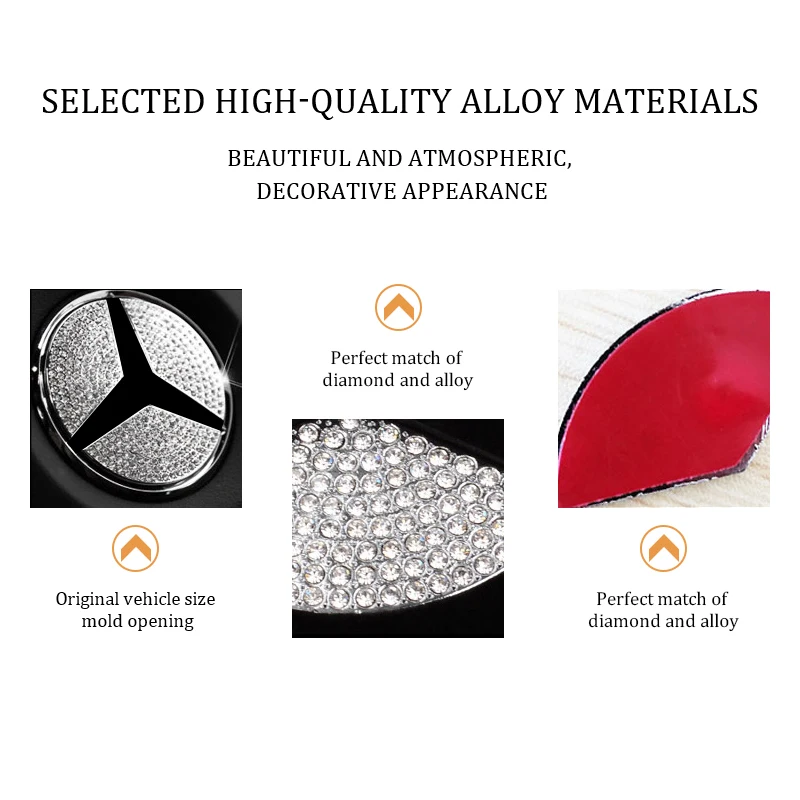 Автомобильная эмблема рулевого колеса с кристаллами 45/49 мм наклейка для Mercedes Benz A