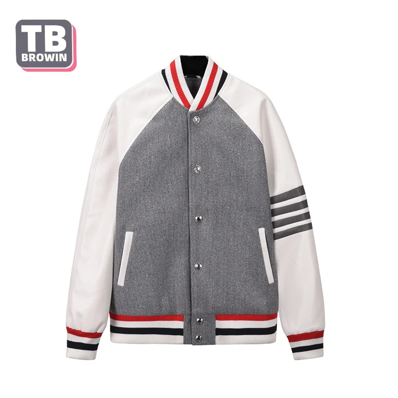 

TB BROWIN Thom men's women's baseball uniforms stand-up collar striped long-sleeved raglan sleeves color-blocking Korean jacket