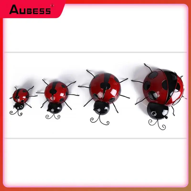 

10/16cm Insect Metal Ladybug Art Ornament Outdoor Garden Decorative Figurine Diy Fence Hanger Ornaments Ladybird Decor Figurine