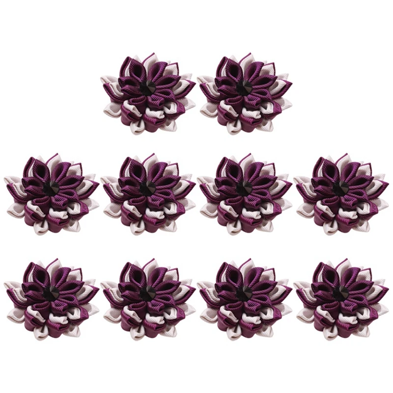 

10Pcs Fabric Purple Lotus Napkin Buckle Multilayer Daffodil Napkin Ring Handmade Napkin Holder Wedding Table Decor