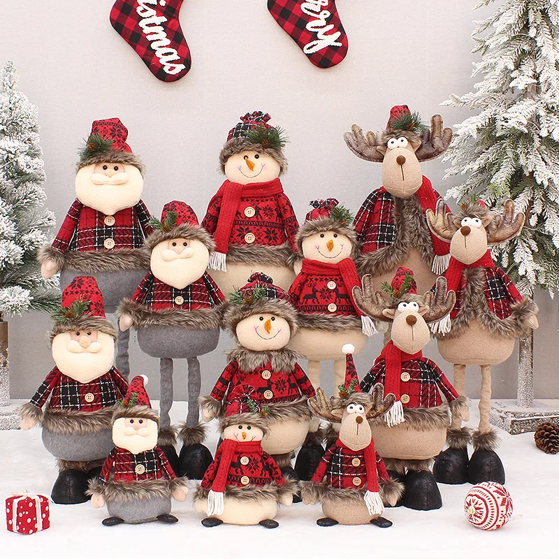 

Retractable Santa Claus Merry Christmas Decoration for Home Fabric New Year Gift Snowman Doll Christmas Tree Ornament Natal