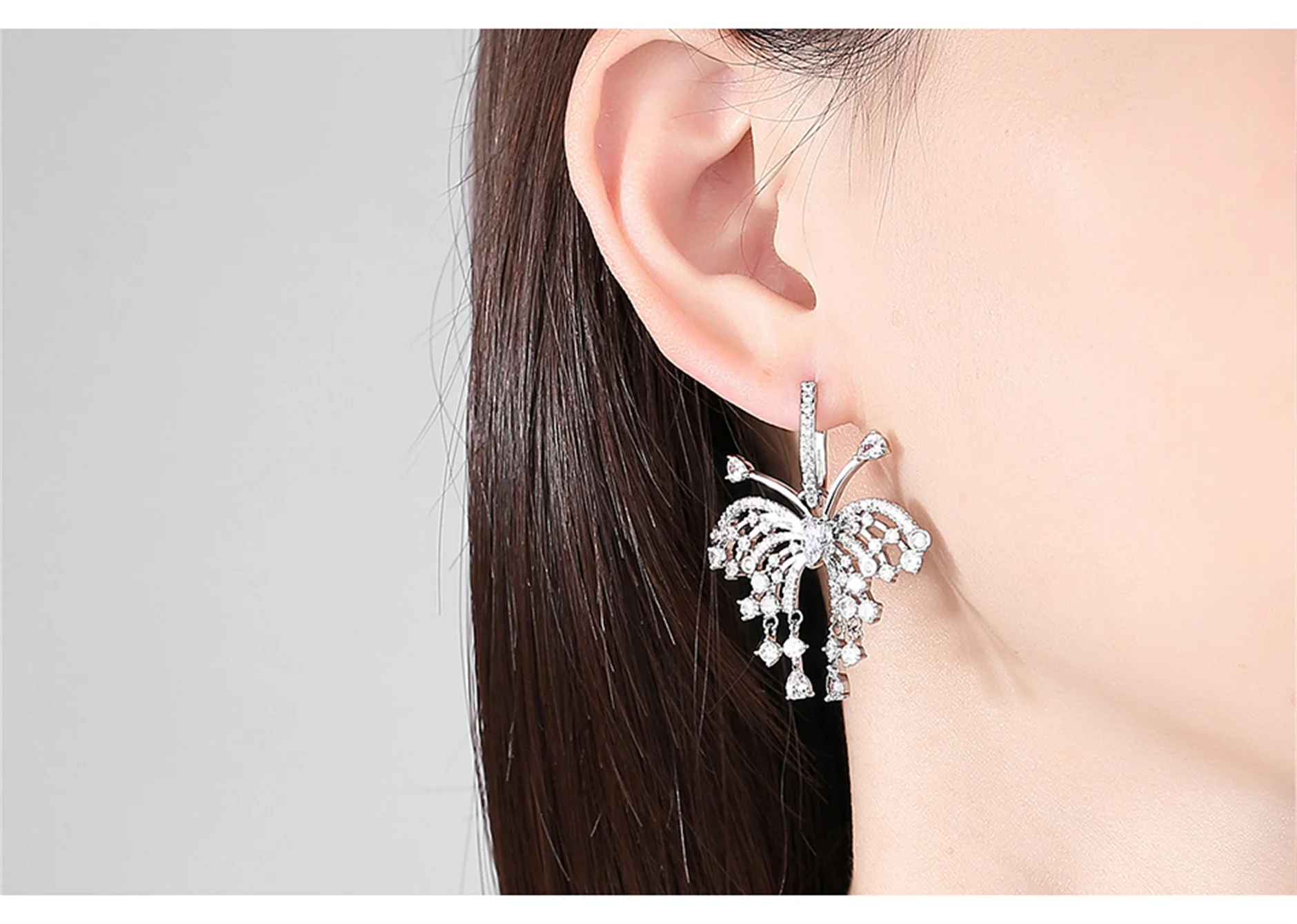 

Butterfly Earring Natural Micro-inlaid Zircon Earrings For Women Fine Jewelry Daily Wedding Party Delicate Birthday Gifts