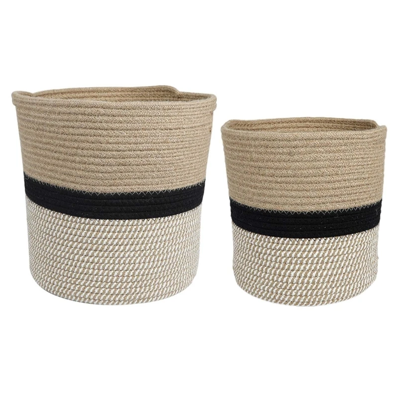 

Cotton Rope Basket with Handle Desktop Flower Pot Plant Container Bedroom Home