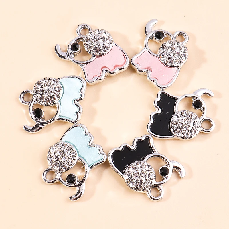 

10pcs 17*17mm New Lovely Crystal Elephant Pendants Animal Charms for Bracelets Bangles Earrings DIY Jewelry Making Accessories