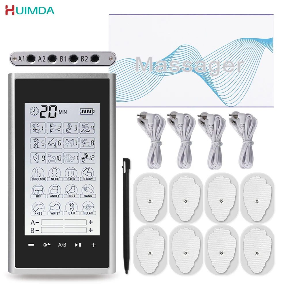 

24 Modes EMS Eletric Muscle Stimulator 4 Output Channel Tens Unit Machine Massage Physiotherapy Pulse Acupuncture Body Massager