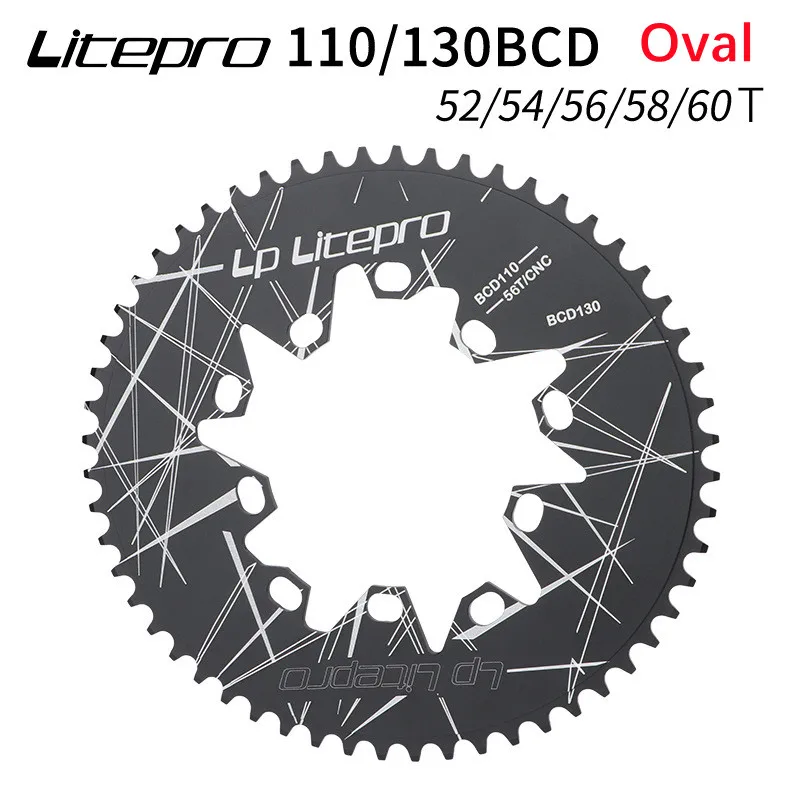Litepro 110BCD 130BCD Oval Chainring 110/130MM 52/54/56/58/6