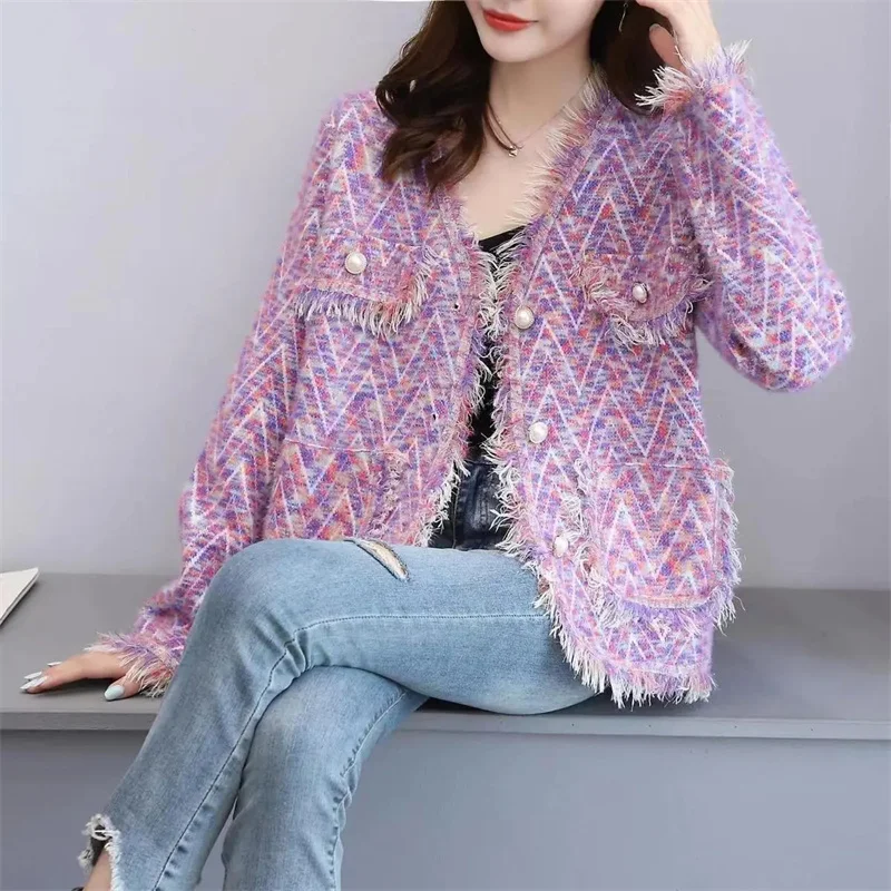 Женское свободное вязаное пальто с длинными рукавами осень-зима женская мода