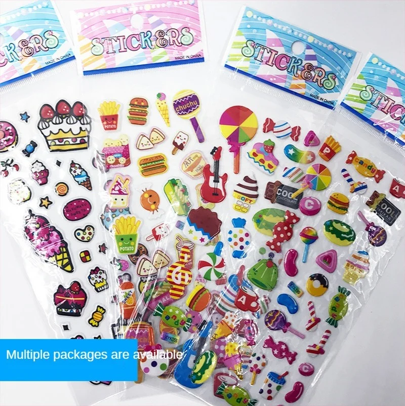 

Children Stickers 10pcs Paste Paper Random Cartoon Stickers Kindergarten Reward Bubble Stickers Princess Animation