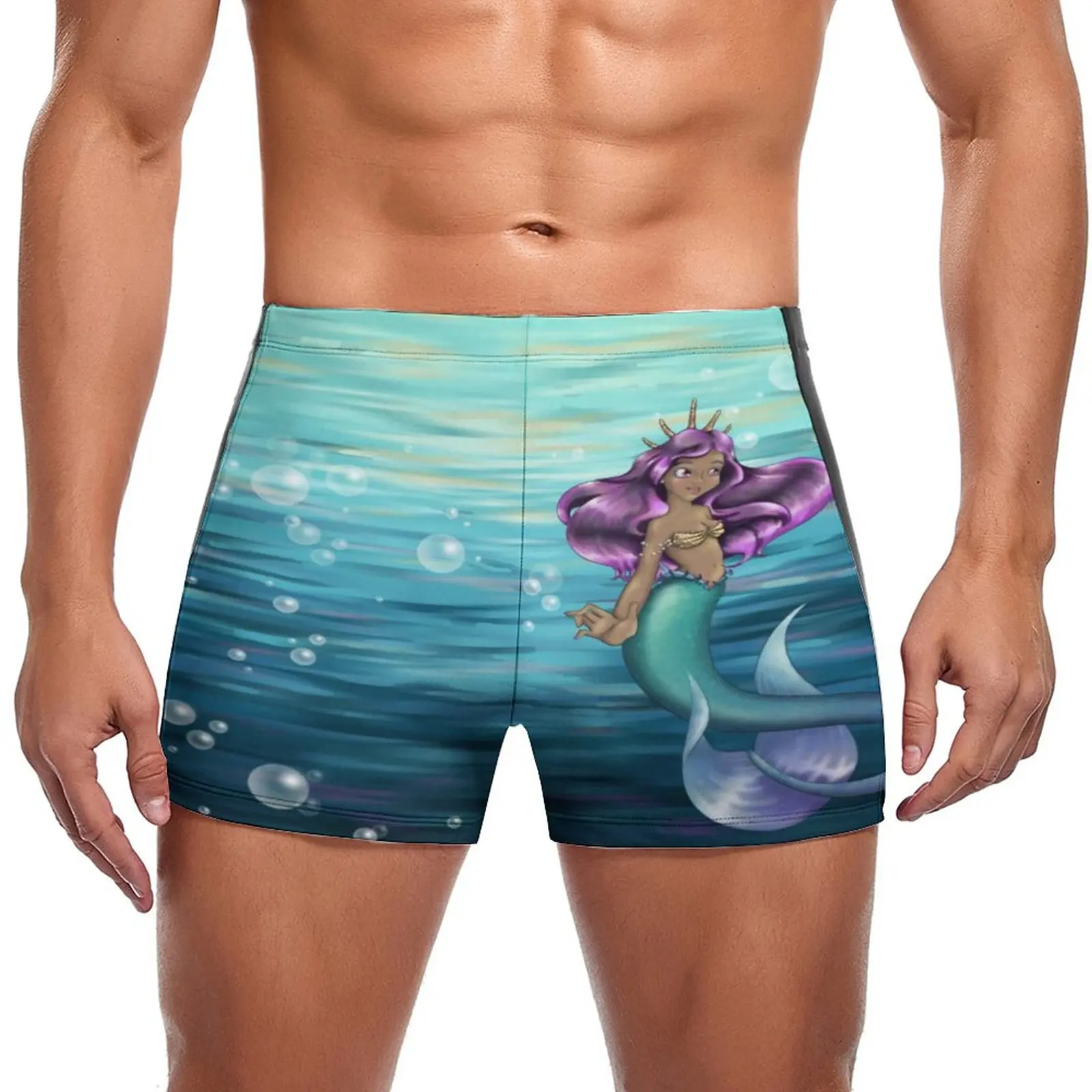 

Cartoon Mermaid Lole Swimming Trunks Beach Ocean Trending Elastic Swim Boxers Pool Plus Size Men Swimsuit
