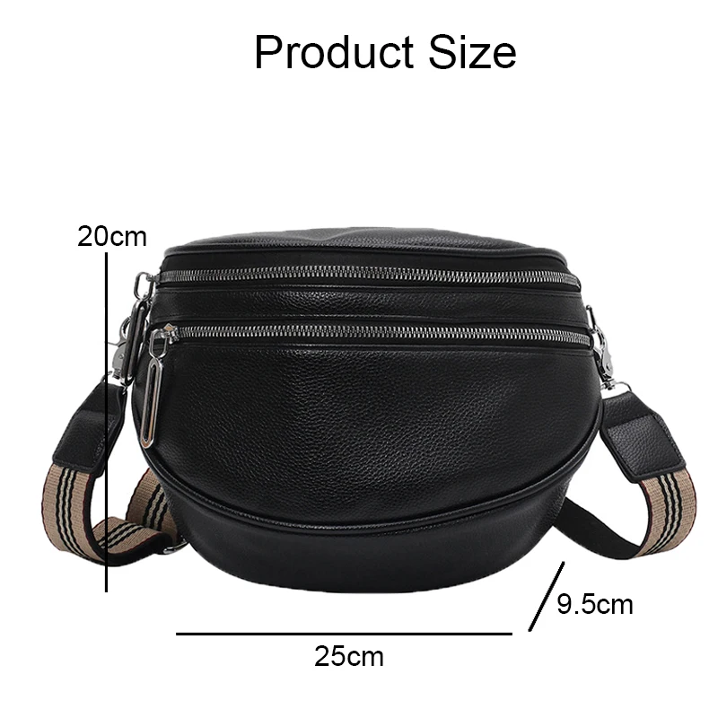 New Wide Strap Crossbody Bag For Women Soft Leather Women's Messenger Bags Large Ladies Sling Saddle Bags Female Shoulder Bag