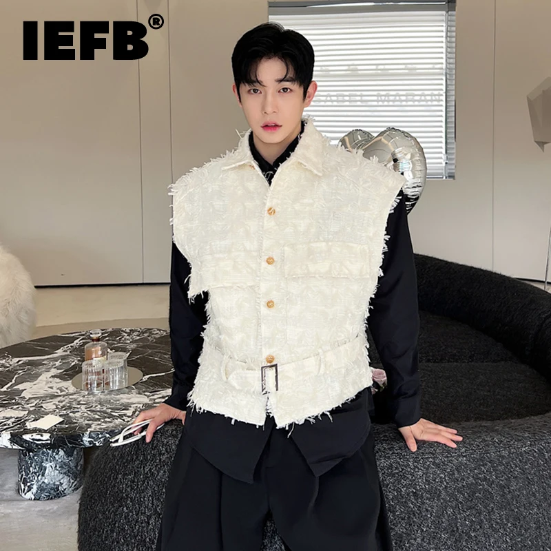 

IEFB Tassels Waistcoat Trend Korean Style Niche Design Vest Jacket Fashion Sleeveless Tank Tops Personality Male Clothing 9C2125