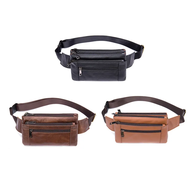 

Men Waist Bag Pack Travel Purse Casual Men's Leather Belt Bags Hip Bags Male Fanny Pack Leather Waist Bag For Men