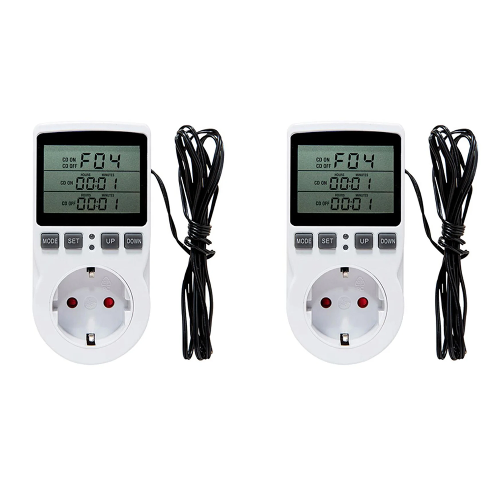 

2X Multi-Function Thermostat Temperature Controller Socket Outlet with Timer Switch 16A Heating Cooling Mode EU Plug