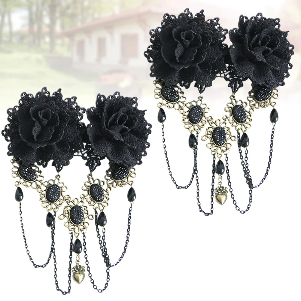 

2PCS Gothic Flower Hair Clip Resin Rhinetone Hair Clip Barrettes for Party