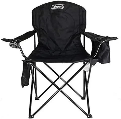 

Portable Camping Chair with 4-Can Cooler, Fully Cushioned Seat and Back with Side Pocket and Cup Holder, Carry Bag Included, Col