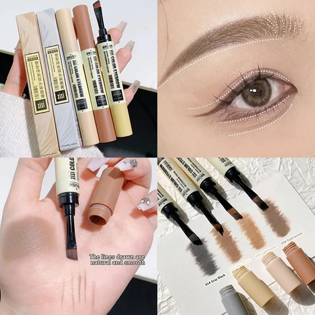 

4 Colors Eyebrow Cream Brush Pen 3D Natural Waterproof Eyeliner Silkworm Gel Non-smudge Brown Setting Highly Tint Shade Makeup