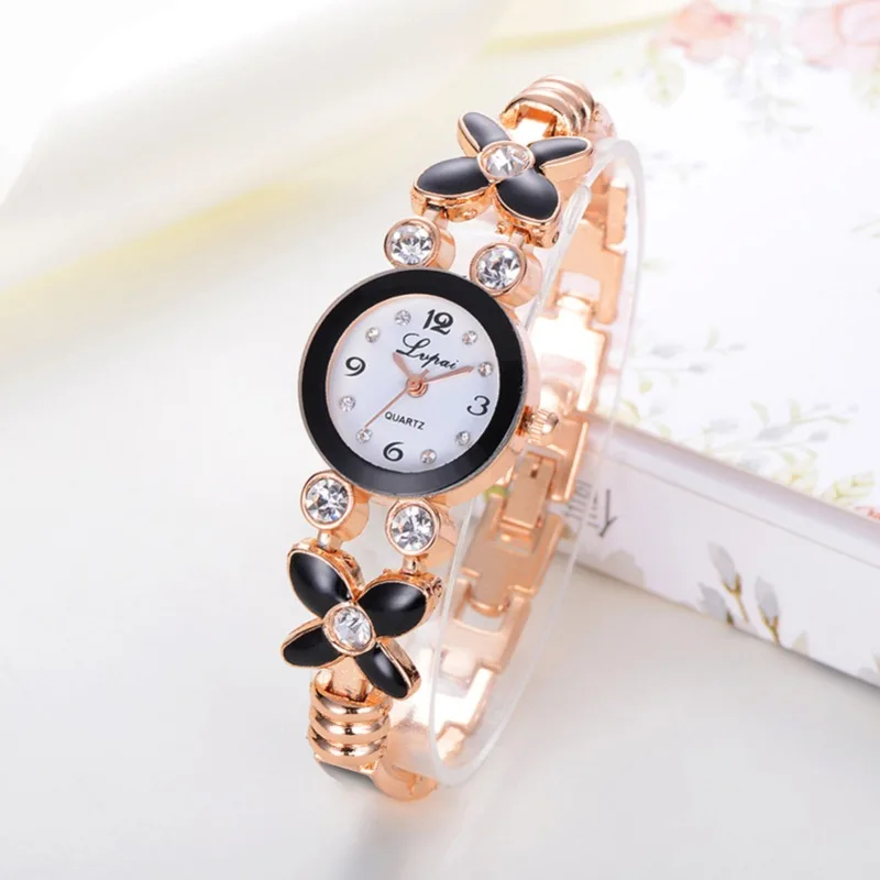 

Женские кварцевые часы с цветочным рисунком, аналоговые кварцевые наручные часы, элегантные яркие декоративные цифровые часы с ремешком