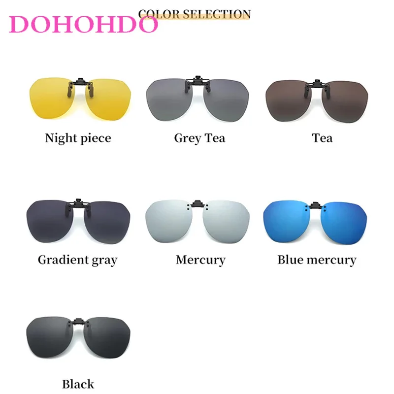 DOHOHDO New Men Women Clip On Sunglasses Polarizing UV400 Protention Vintage Clip Polarized Glasses Night Vision Driving Goggles images - 6