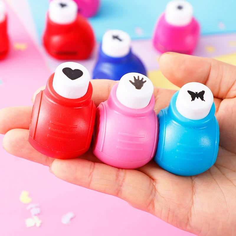 Baby Drawing Toys Embosser Hole Punch Mini Printing Paper Hand Shaper Scrapbook Tag Card Craft DIY Punch Cutter Tool Kid Gift