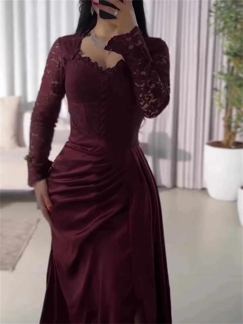 Фото Contessa Dubai Кружевное платье для выпускного вечера с вышивкой и рукавами с высоким разрезом по бокам, платья de noche Pleats Formal Evening فساتين سهرة Customized №5