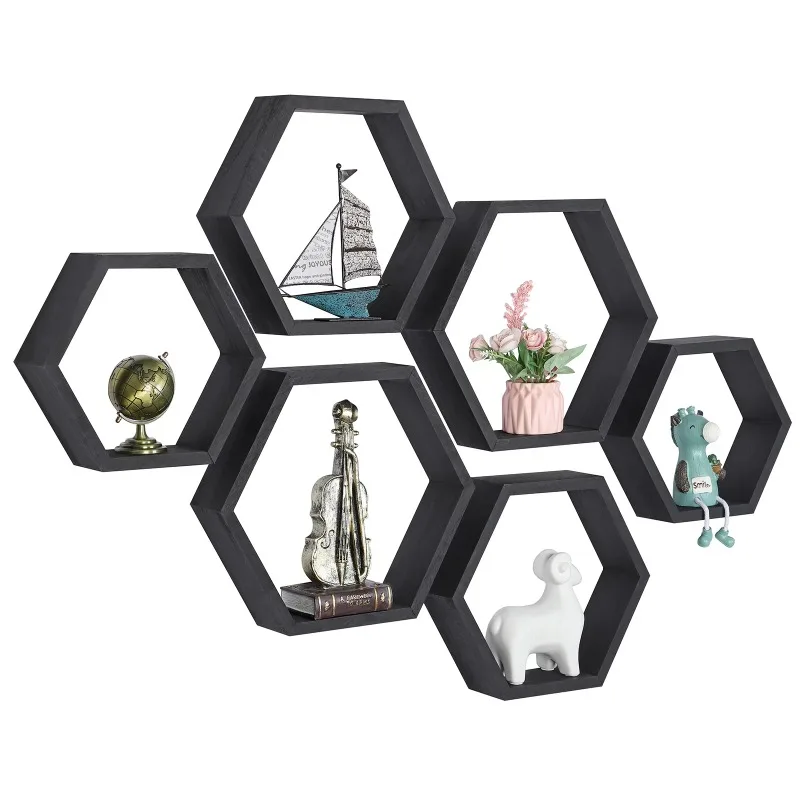 

Hexagon Floating Shelves Set of 6 Honeycomb Shelves for Wall, Multiple colors