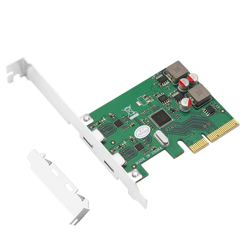 

PCIE to Type-C Expansion Card 2 Port USB 3.1 Type C Rear-Mounted Adapter Card Drive Free for Desktop Computer