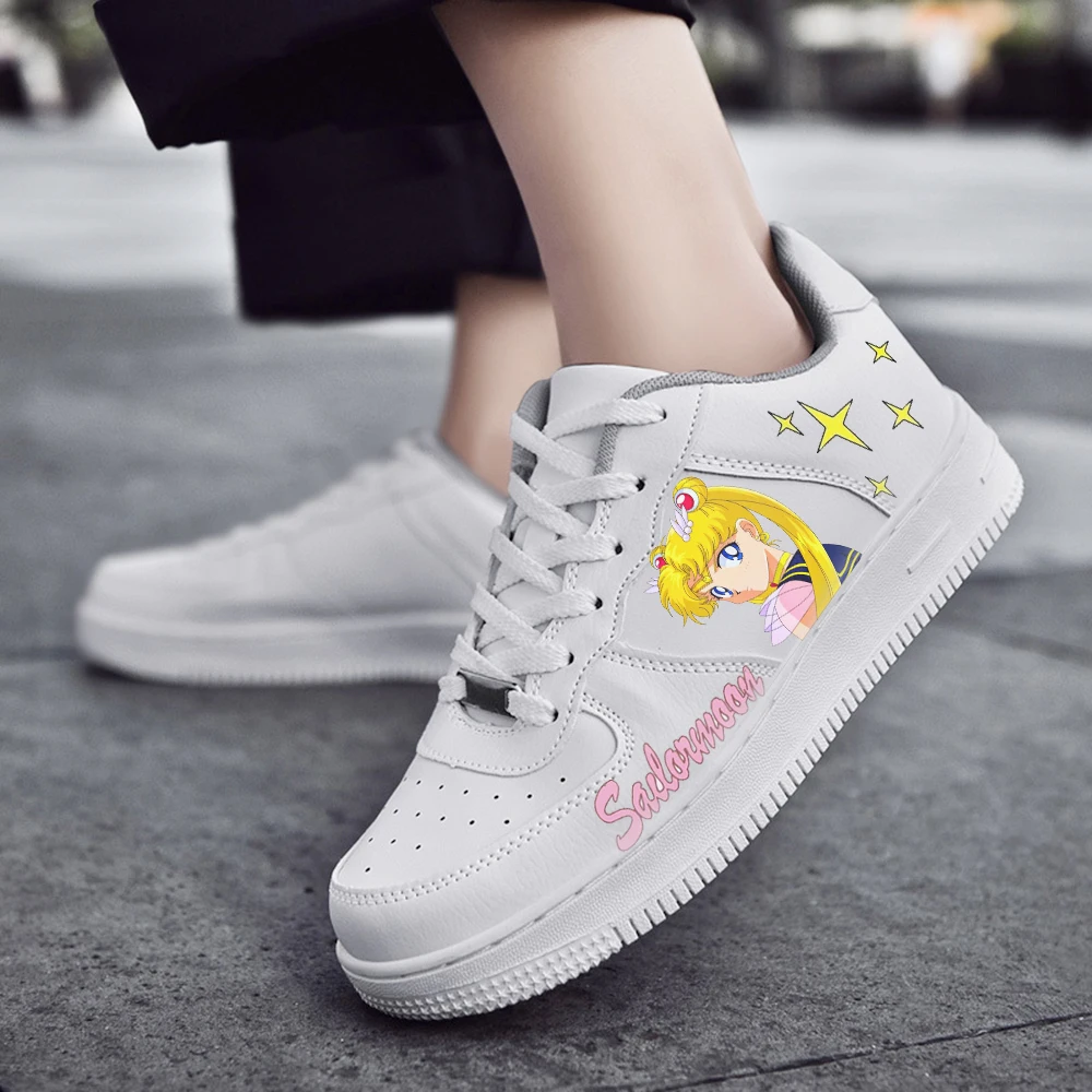 SAILOR MOON Fashion Men Women casual Shoes Male Platform Sneakers Girls Casual kateboarding Shoes flats 3D graffiti