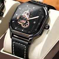 luxury men watch chronograph sports calendar quartz watches military fashion wristwatch square dail male clock relogio masculino