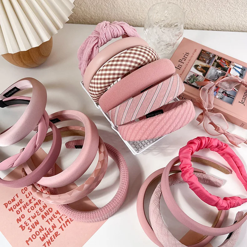 

Sweet Pink Style Sponge Headbands Padded Hairbands for Women Thin Wide Girls Hair Hoops Headband Princess Headwear Accessories