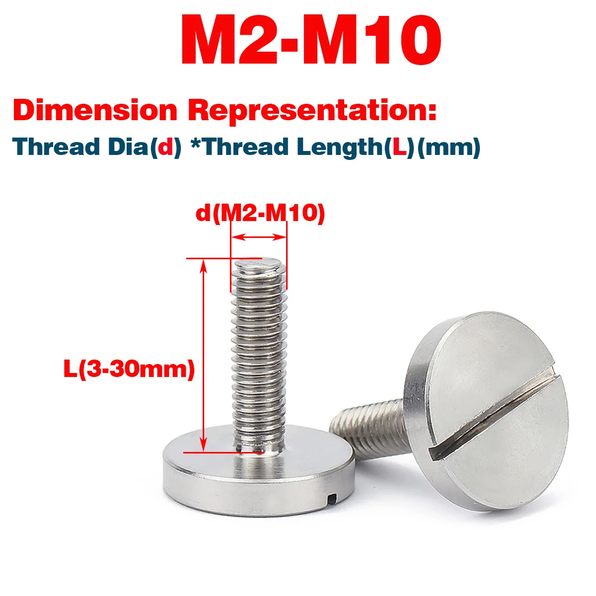 

Flat Head Round Head Slotted Hand Screw / Slotted Screw M2M2.5M3M4M5M6M8M10