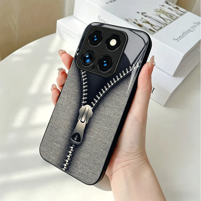Фото Ретро-чехол для телефона с узором в виде джинсовой ткани и молнии для Xiaomi Redmi Note 15 14 13 12 Pro Plus 11 11S 12S 11T 5G 10, противоударный чехол-накладка №5