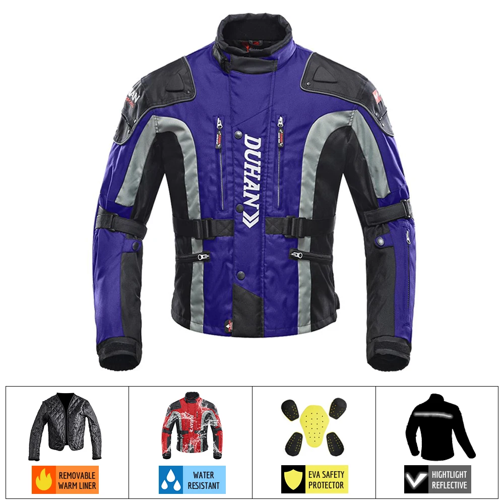 

Синяя мотоциклетная куртка DUHAN, Мужская Защитная куртка для мотокросса, мотоциклетная байкерская куртка для езды на мотоцикле, оборудование для гонок, M-3XL
