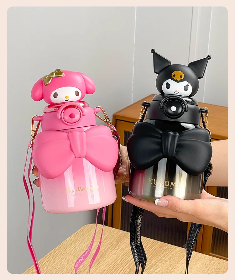 Sanrio Kuromi термос мешок карандаш Шин Чан милая бутылка для воды сохраняет холод из