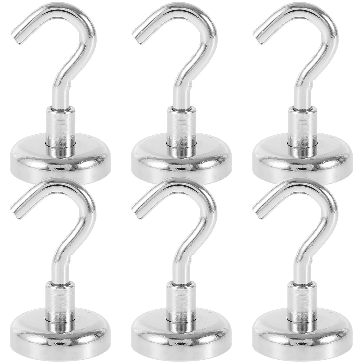 

6pcs Heavy Duty Magnetic Hook Set with Strong Load Capacity 22 KG Silver Portable Mini Hanging Metal Hooks for Kitchen Bathroom