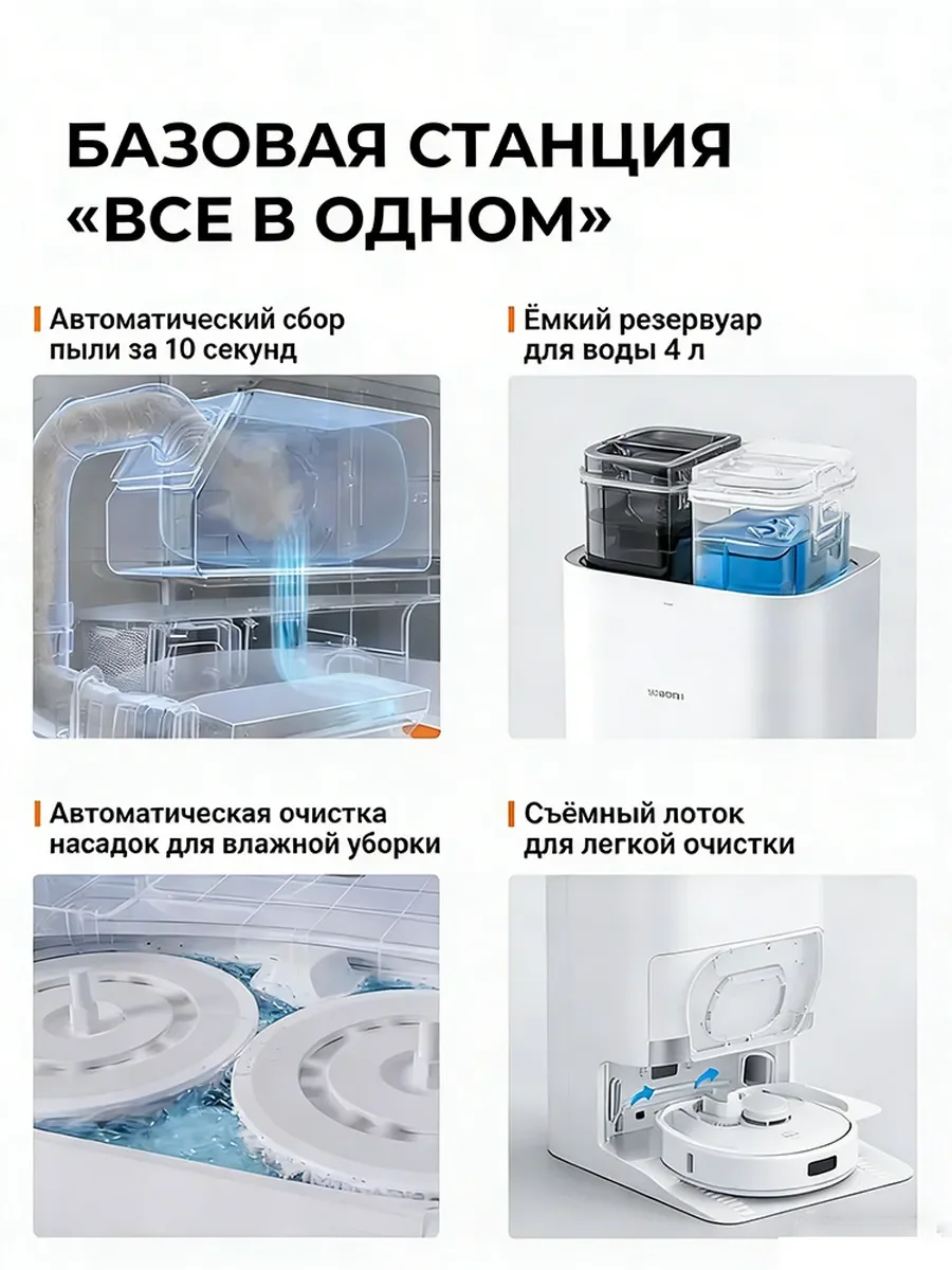 Фото Робот-пылесос Xiaomi X20+ 6000Па, сухая и влажная уборка, лазерная навигация, автоочистка швабр №3